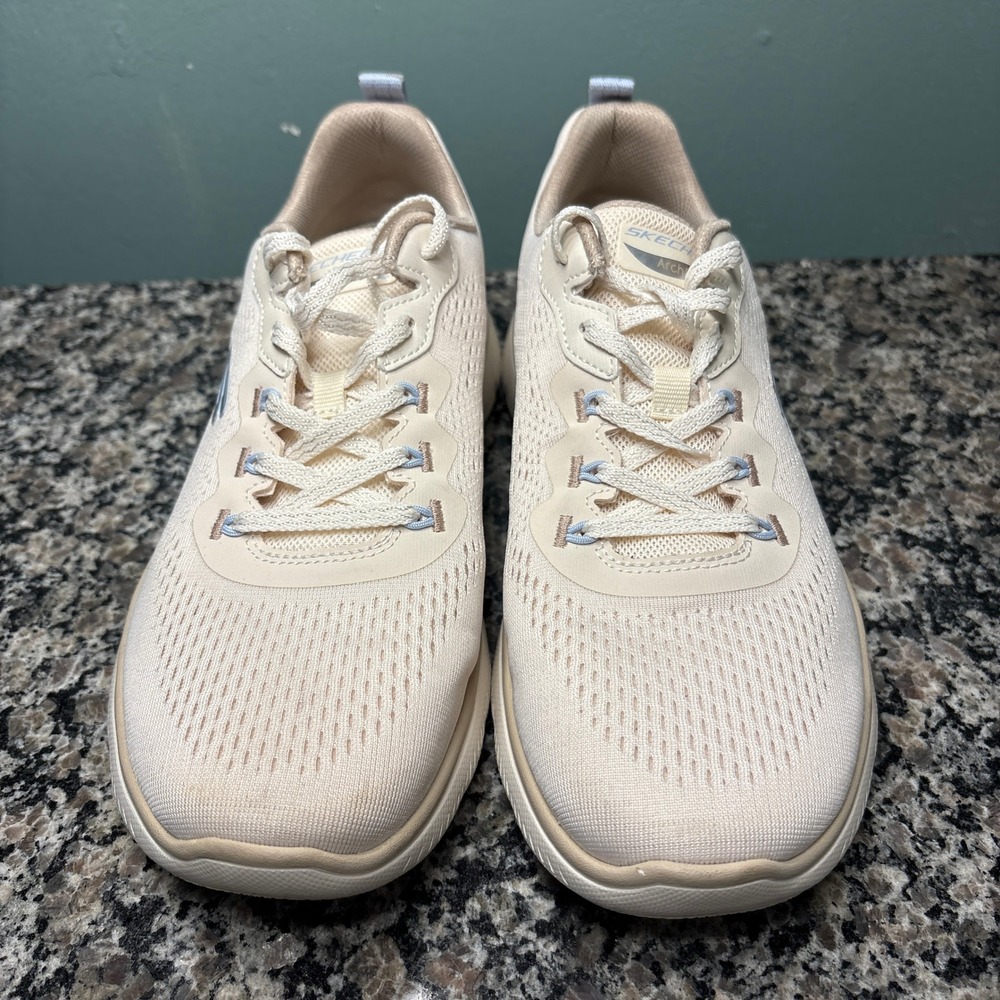 Skechers Arch Fit Big Appeal Cream Taupe Mesh Sneakers 150754 Womens 9.5 - Picture 4 of 8